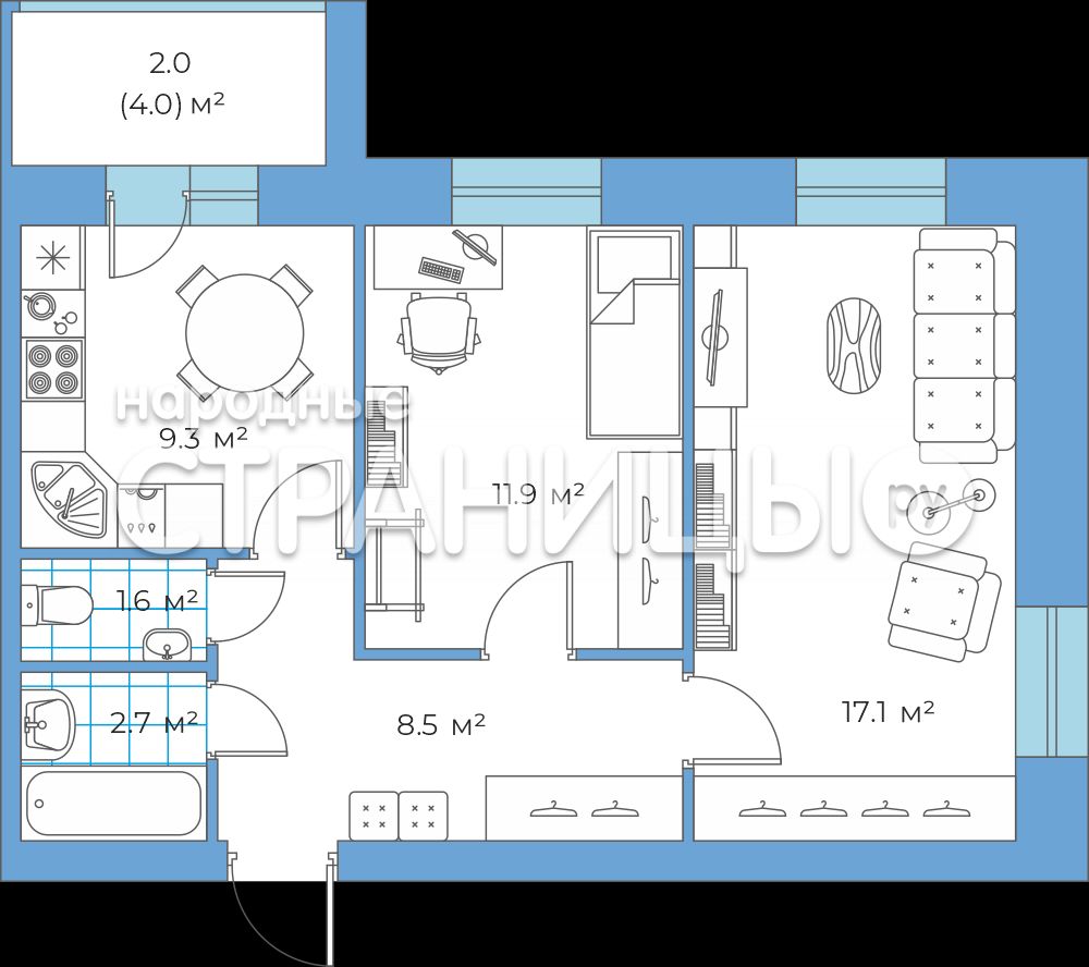 2-комнатная квартира, 53.05 м²,  3/5 эт. Кирпичный дом, Вторичное жилье